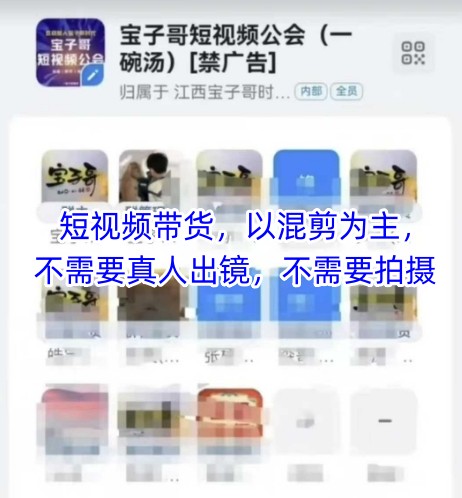 宝子哥头部团队短视频带货，以混剪为主，不需要真人出镜，不需要拍摄-小哥找项目网创